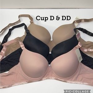 Bundle 3 Pieces Push Up Slight Padded T-Shirt Lightly Line Plus Size Underwire.